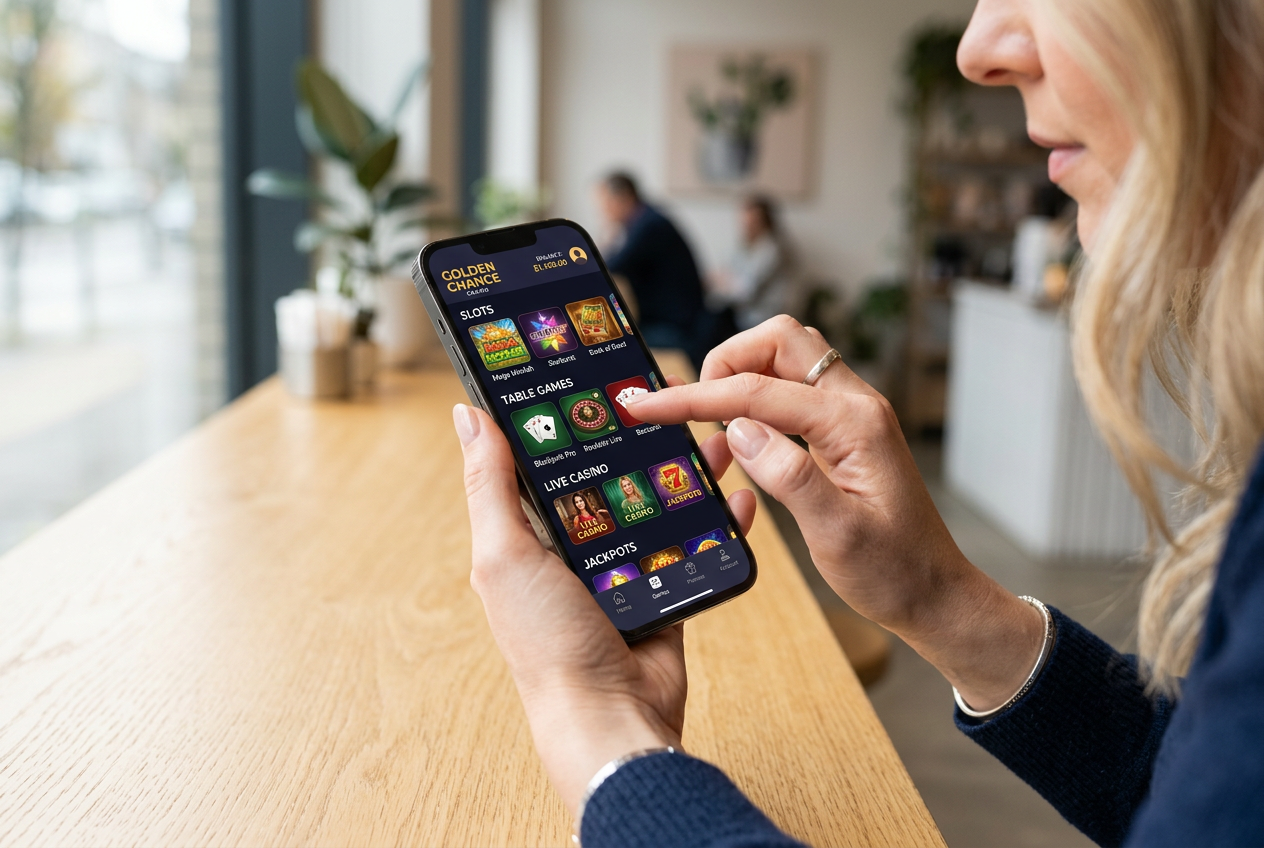 Person using a mobile casino app on their phone